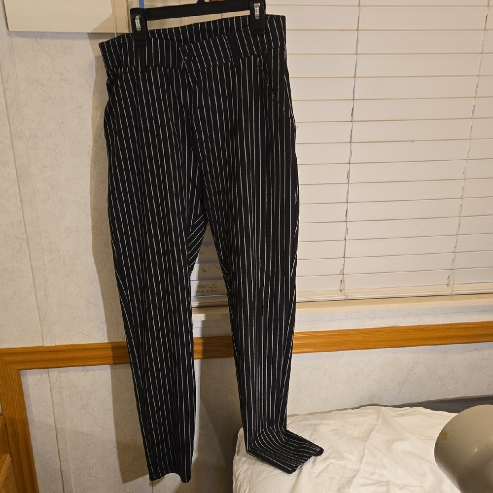 Black and White Striped Men's Pants